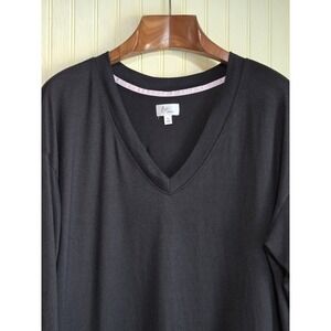 Aria Collection Sweater Tunic Womens XL Black V Neck‎ 3/4 Sleeve Stretch Knit
